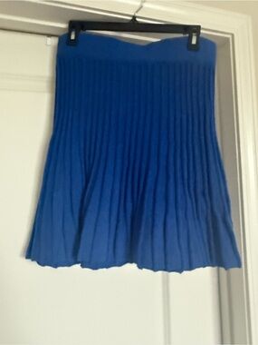 Zara Royal Blue Pleated Skater Mini Skirt